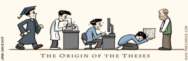 PhD Comic, "The Origin of the Theses"